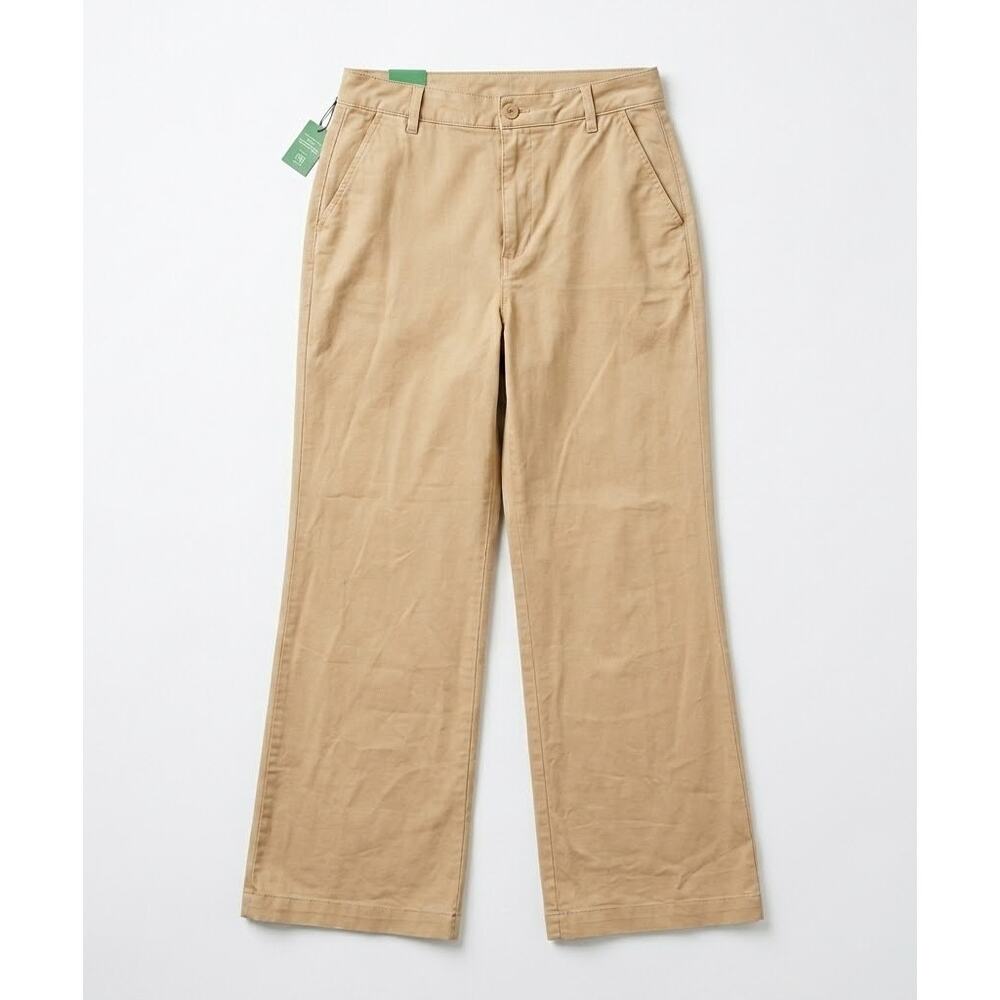 GAP High Rise Wide Leg Khaki Chino Pants Tan Beige Size 8